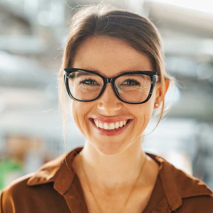 Portrait of businesswoman smiling cheerfully